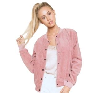 Brandy Melville Dusty Rose Dennis Corduroy Bomber Jacket